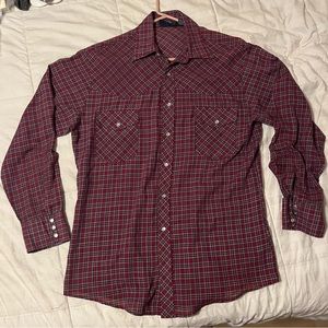 Vintage New Frontiers Big Yank Western Snap Button Down Shirt Size Medium